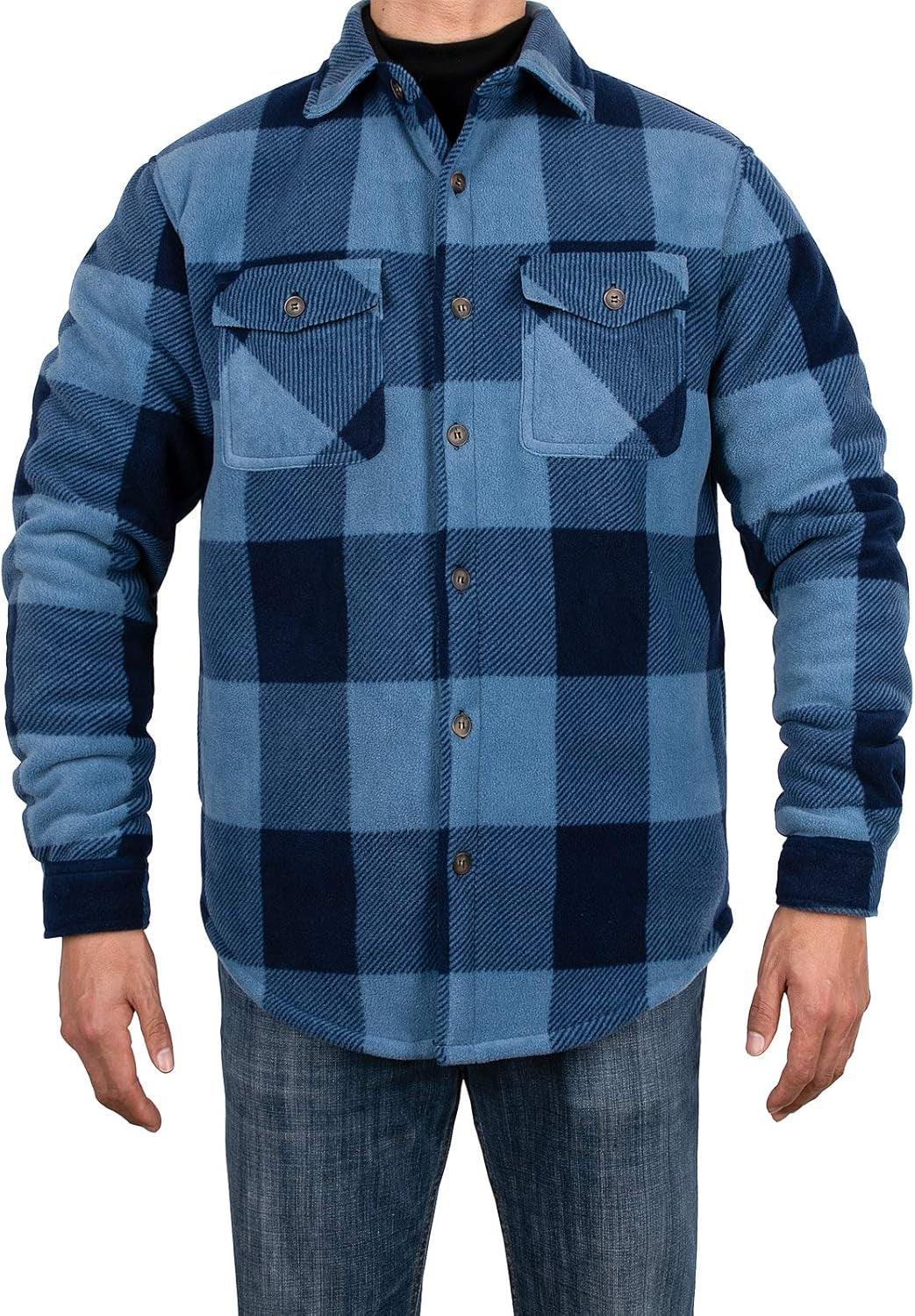 Men'S Warm Sherpa Lined Fleece Plaid Flannel Shirt Jacket(All Sherpa Fleece Lined) - Fly It Try It