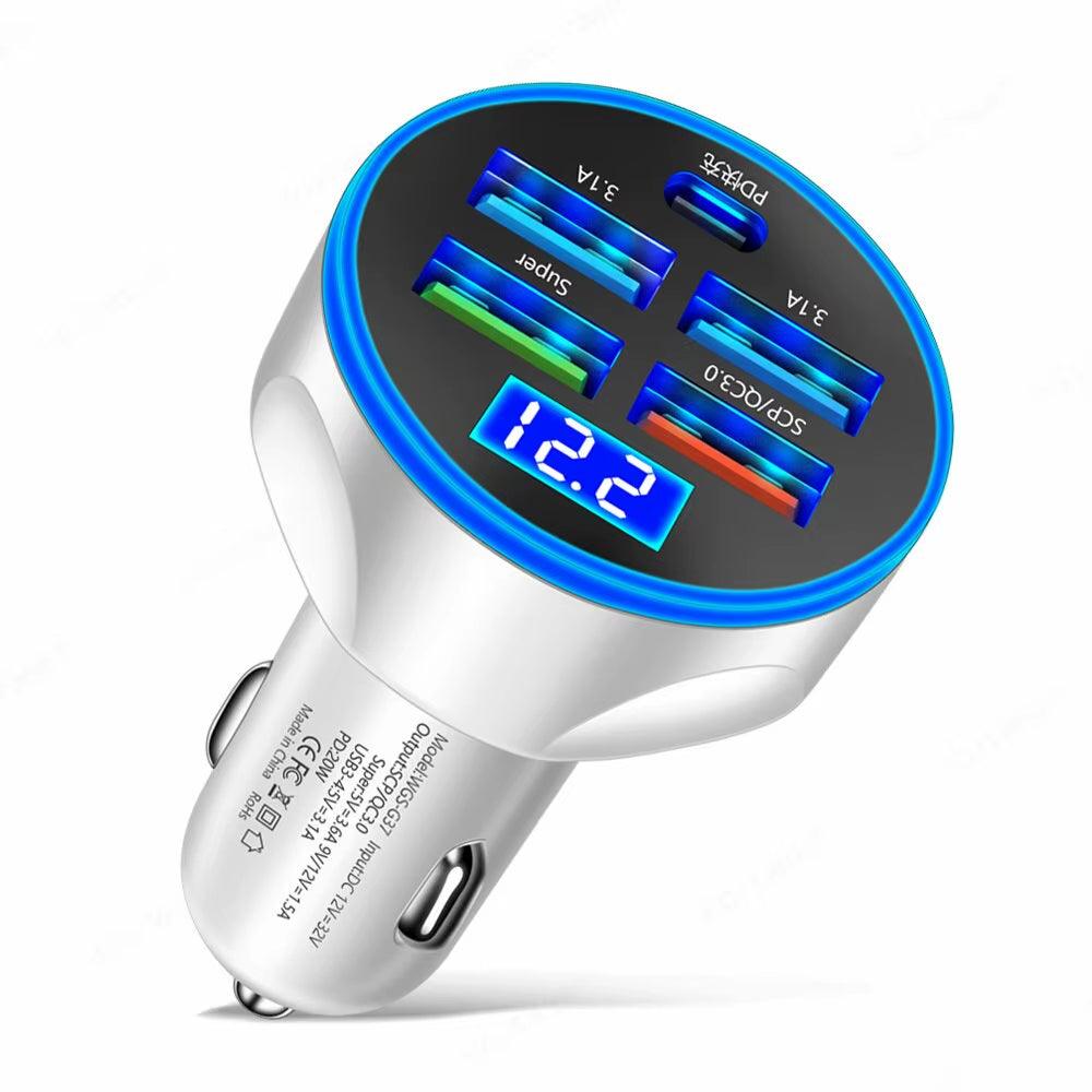 4Usb PD 250W Car Charger Type C Fast Charging Auto Mobile Phone Adapter for Iphone Samsung Huawei Xiaomi QC 3.0 - Fly It Try It