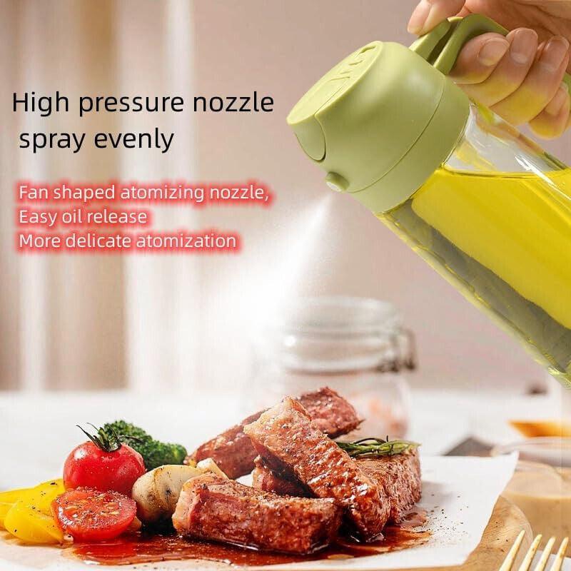 16Oz Olive Oil Dispenser Bottle 2 in 1 Sprayer Pourer Glass for Kitchen Cooking - Fly It Try It