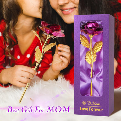 Mothers Day Rose Gifts for Mom,Birthday Gifts for Women,Purple Rose Flower Gifts for Her,Women,Artificial Flower Mom Gifts for Wife,Grandma,Mother from Daughter Son,Birthday,Anniversary,Valentines