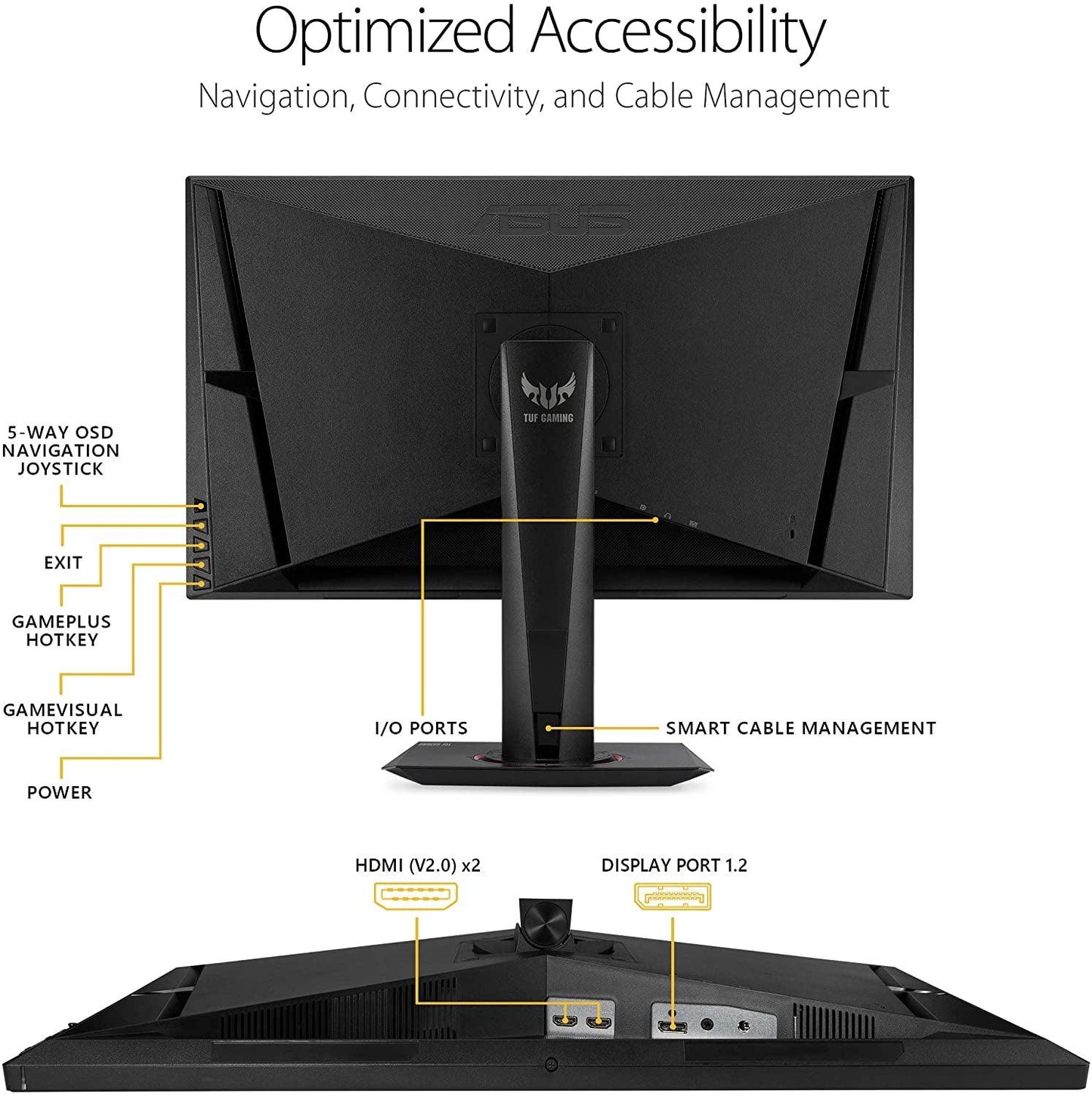 TUF Gaming 27" 2K HDR Gaming Monitor (VG27AQ) - QHD (2560 X 1440), 165Hz (Supports 144Hz), 1Ms, Extreme Low Motion Blur, Speaker, G-SYNC Compatible, VESA Mountable, Displayport, HDMI ,Black - Fly It Try It