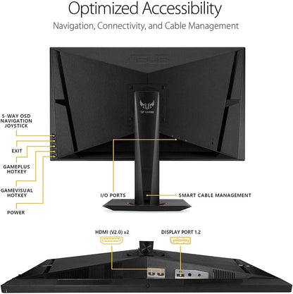 TUF Gaming 27" 2K HDR Gaming Monitor (VG27AQ) - QHD (2560 X 1440), 165Hz (Supports 144Hz), 1Ms, Extreme Low Motion Blur, Speaker, G-SYNC Compatible, VESA Mountable, Displayport, HDMI ,Black - Fly It Try It