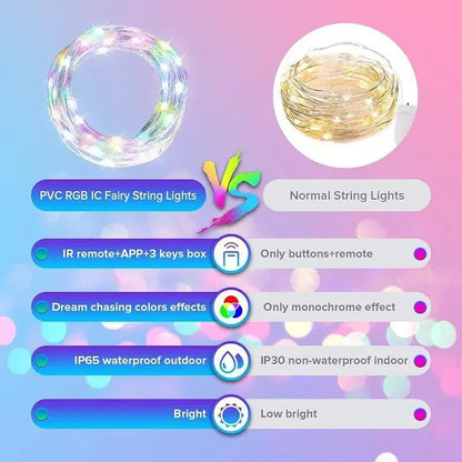 Dreamcolor Rgb Led Strip WS2812B Bluetooth Smart String Fairy Lights Christmas Garland Light Waterproof for Party Curtain Room - Fly It Try It