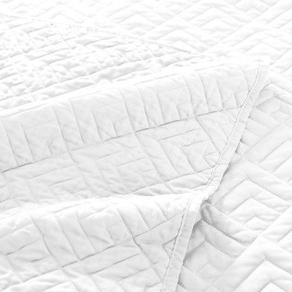 Quilt Set Full/Queen Size White 3 Piece,Lightweight Soft Coverlet Squares Pattern Bedspread Set for All Seasons(1 Quilt,2 Pillow Shams) - Fly It Try It