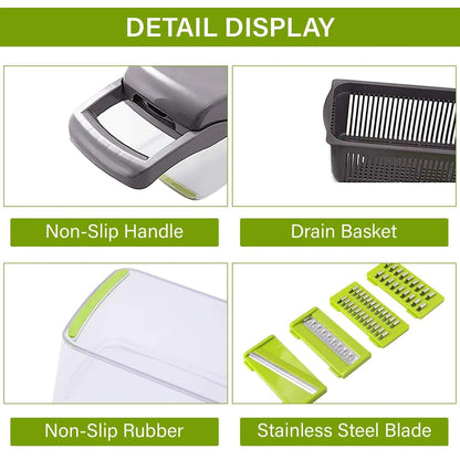 12 in 1 Manual Vegetable Chopper Kitchen Gadgets Food Chopper Onion Cutter Vegetable Slicer - Fly It Try It