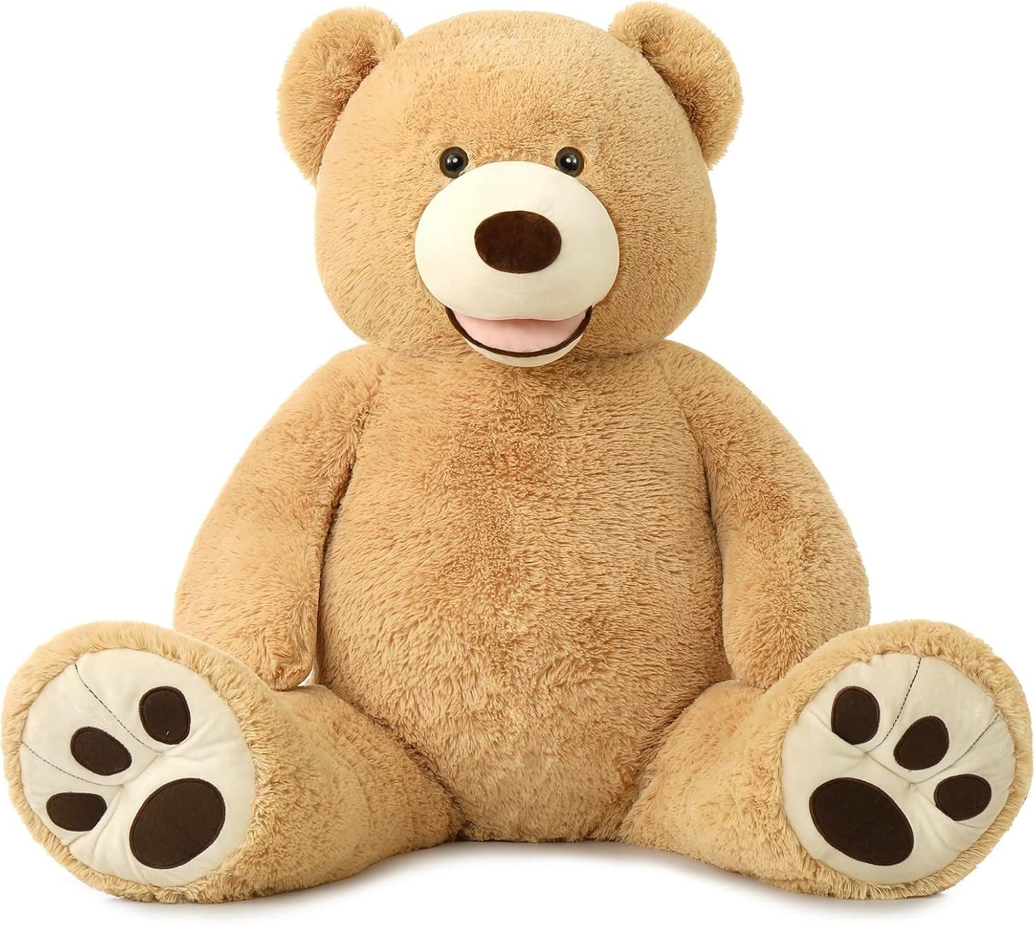 Big Plush Giant Teddy Bear Premium Soft Stuffed Animals, Large Big Teddy Bear 5 Feet Brown, Cuddly Plush Toy for Girlfriends, Kids, 51In - Fly It Try It