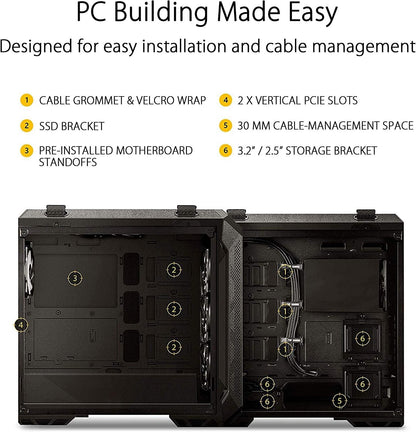 TUF Gaming GT501 Mid-Tower Computer Case for up to EATX Motherboards with USB 3.0 Front Panel Cases GT501/GRY/WITH Handle - Fly It Try It