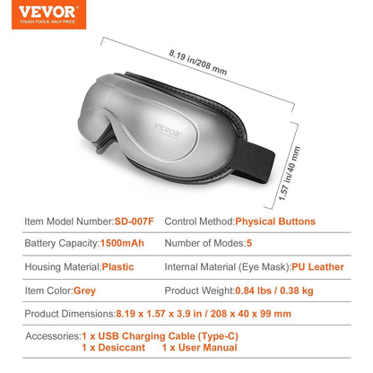 VEVOR Heated Eye Massager Eye Care Device 5 Modes Bluetooth Music 180¡Ã Foldable - Fly It Try It