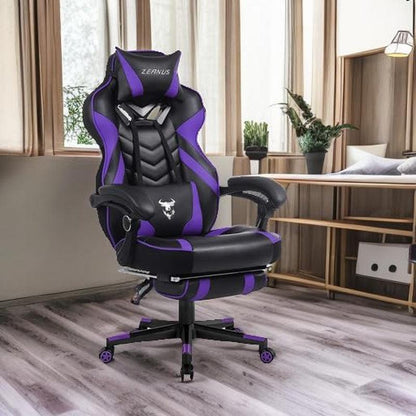 Purple Gaming Chair Reclining Computer Chair with Footrest High Back Gamer Chair with Massage Large Computer Gaming Chair Racing Style Chair for Gaming Big and Tall Gaming Chairs for Adult - Fly It Try It