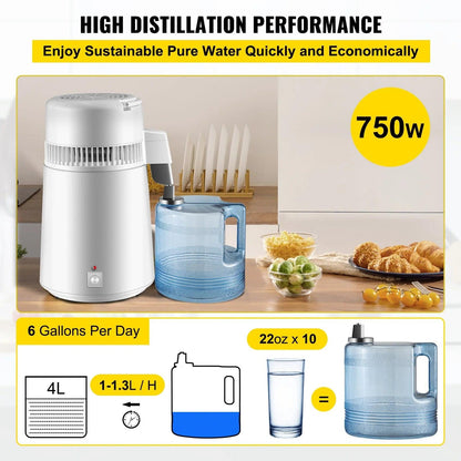 Newest 4L Dental Medical Pure Water Distiller All Stainless Steel Internal - Fly It Try It