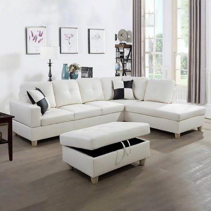 Convertible Sectional Sofa, L Shaped Couch for Small Space Living Room, White(Without Ottoman) - Fly It Try It