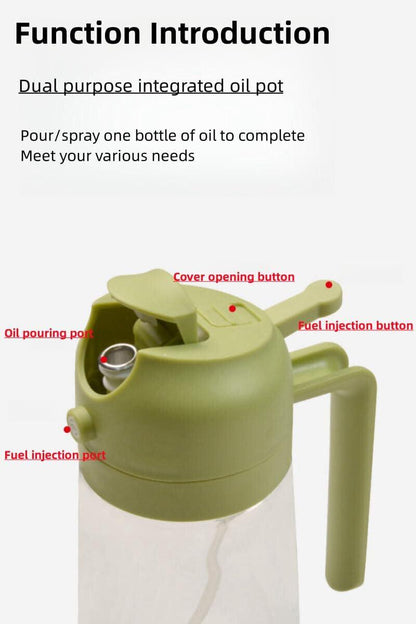 16Oz Olive Oil Dispenser Bottle 2 in 1 Sprayer Pourer Glass for Kitchen Cooking - Fly It Try It