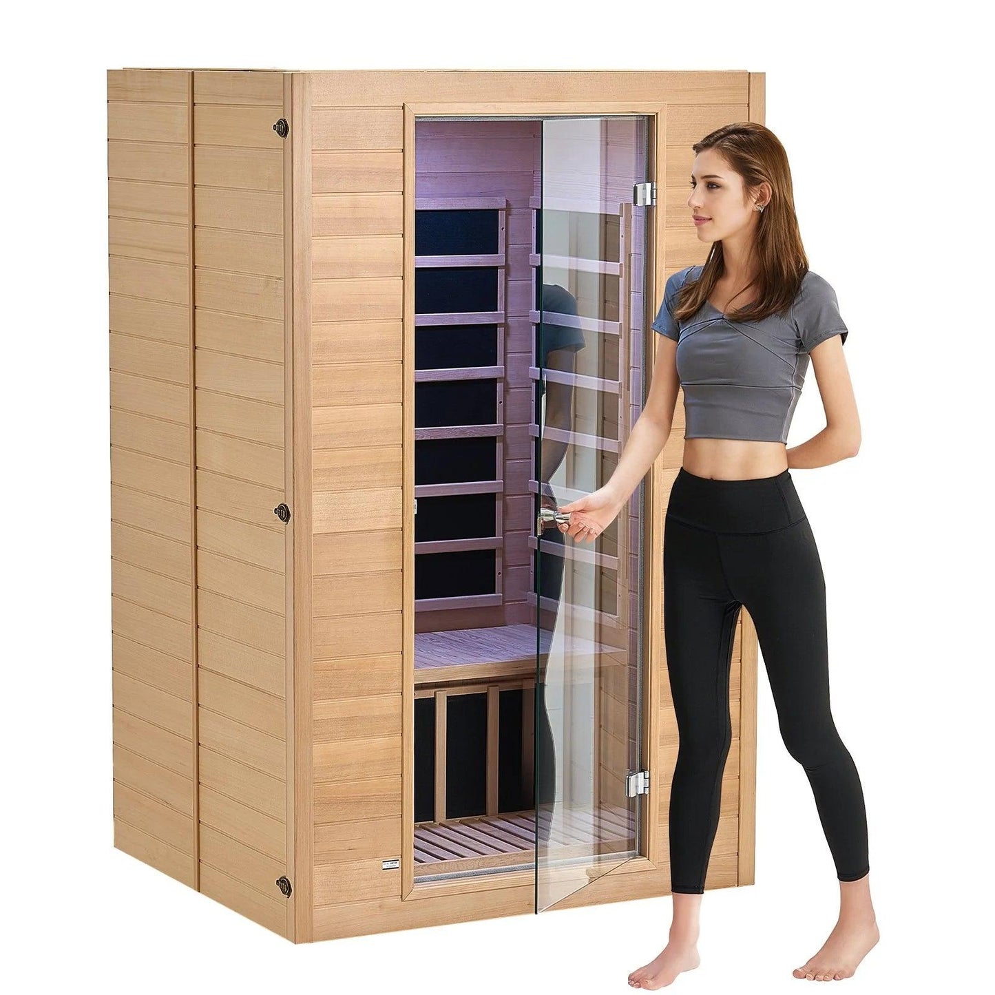 VEVOR Far Infrared Wooden Sauna, Room Home Sauna Spa for 2 Person 1800W - Fly It Try It