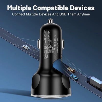 4Usb PD 250W Car Charger Type C Fast Charging Auto Mobile Phone Adapter for Iphone Samsung Huawei Xiaomi QC 3.0 - Fly It Try It