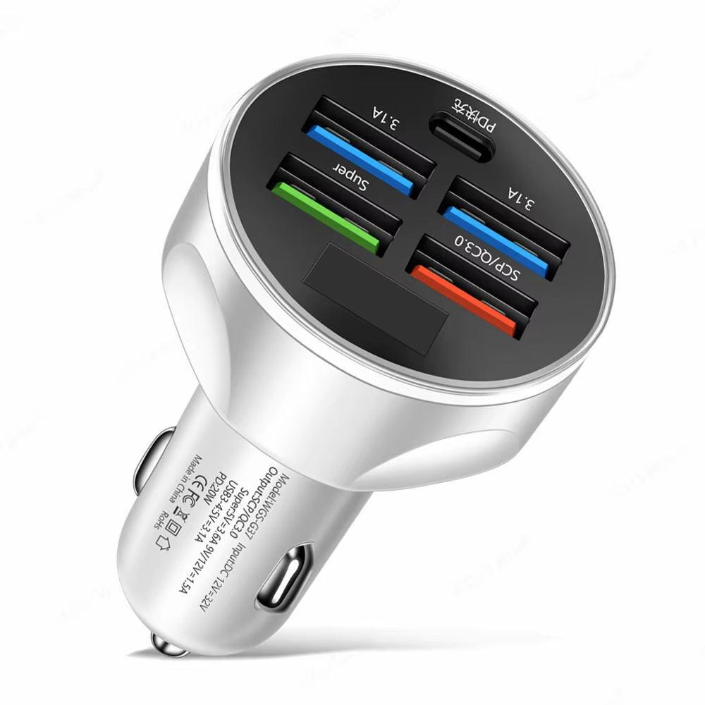 4Usb PD 250W Car Charger Type C Fast Charging Auto Mobile Phone Adapter for Iphone Samsung Huawei Xiaomi QC 3.0 - Fly It Try It