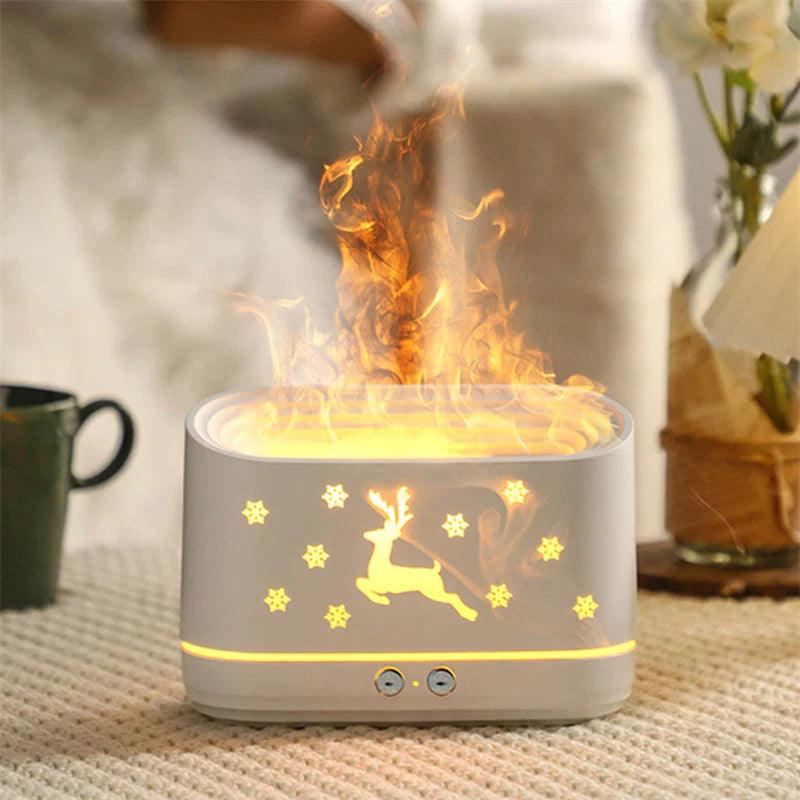 Elk Flame Humidifier Diffuser Mute Household Atmosphere Lamp Christmas Home Decorations - Fly It Try It