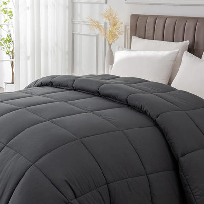 California King Comforter Duvet Insert - All Season Dark Grey Comforters Cal King - Quilted down Alternative Bedding Comforter with Corner Tabs - Winter Summer Fluffy Soft - Machine Washable - Fly It Try It