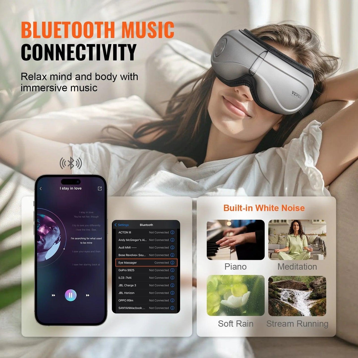 VEVOR Heated Eye Massager Eye Care Device 5 Modes Bluetooth Music 180¡Ã Foldable - Fly It Try It