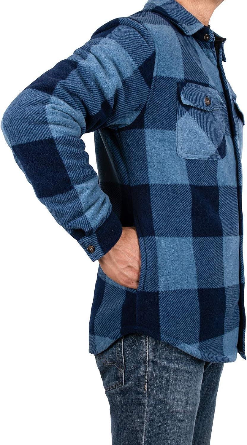 Men'S Warm Sherpa Lined Fleece Plaid Flannel Shirt Jacket(All Sherpa Fleece Lined) - Fly It Try It