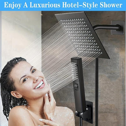 6/8"High Pressure Square Rainshower and 2-In-1 Handshower.Equipped with 78"Hose, 3Way Diverter Valve,Adhesive Showerhead Holder High Pressure Square Set Adjustable Water Christmas 2024 Ornament Christmas 2024 Ornaments Fire Blanket Bathroom Vanity