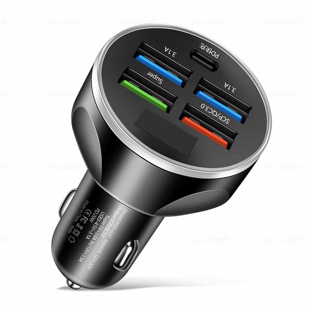 4Usb PD 250W Car Charger Type C Fast Charging Auto Mobile Phone Adapter for Iphone Samsung Huawei Xiaomi QC 3.0 - Fly It Try It