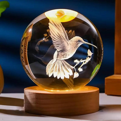 1 Pc 3D Hummingbird Crystal Ball, Creative Laser Engraving, Suitable for Home Bedroom Decoration, Birthday, Graduation Gifts - Fly It Try It