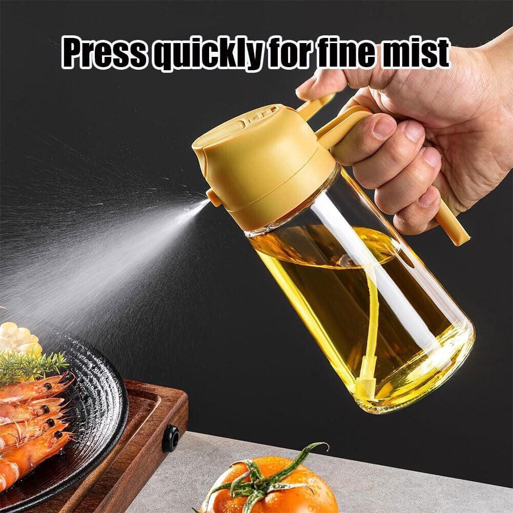 16Oz Olive Oil Dispenser Bottle 2 in 1 Sprayer Pourer Glass for Kitchen Cooking - Fly It Try It