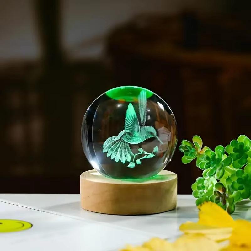 1 Pc 3D Hummingbird Crystal Ball, Creative Laser Engraving, Suitable for Home Bedroom Decoration, Birthday, Graduation Gifts - Fly It Try It