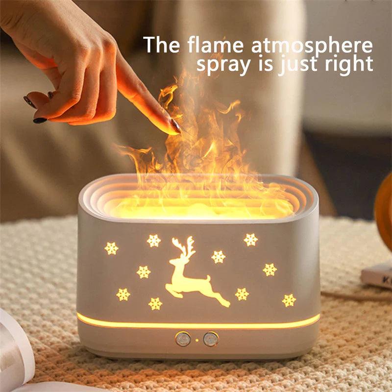 Elk Flame Humidifier Diffuser Mute Household Atmosphere Lamp Christmas Home Decorations - Fly It Try It