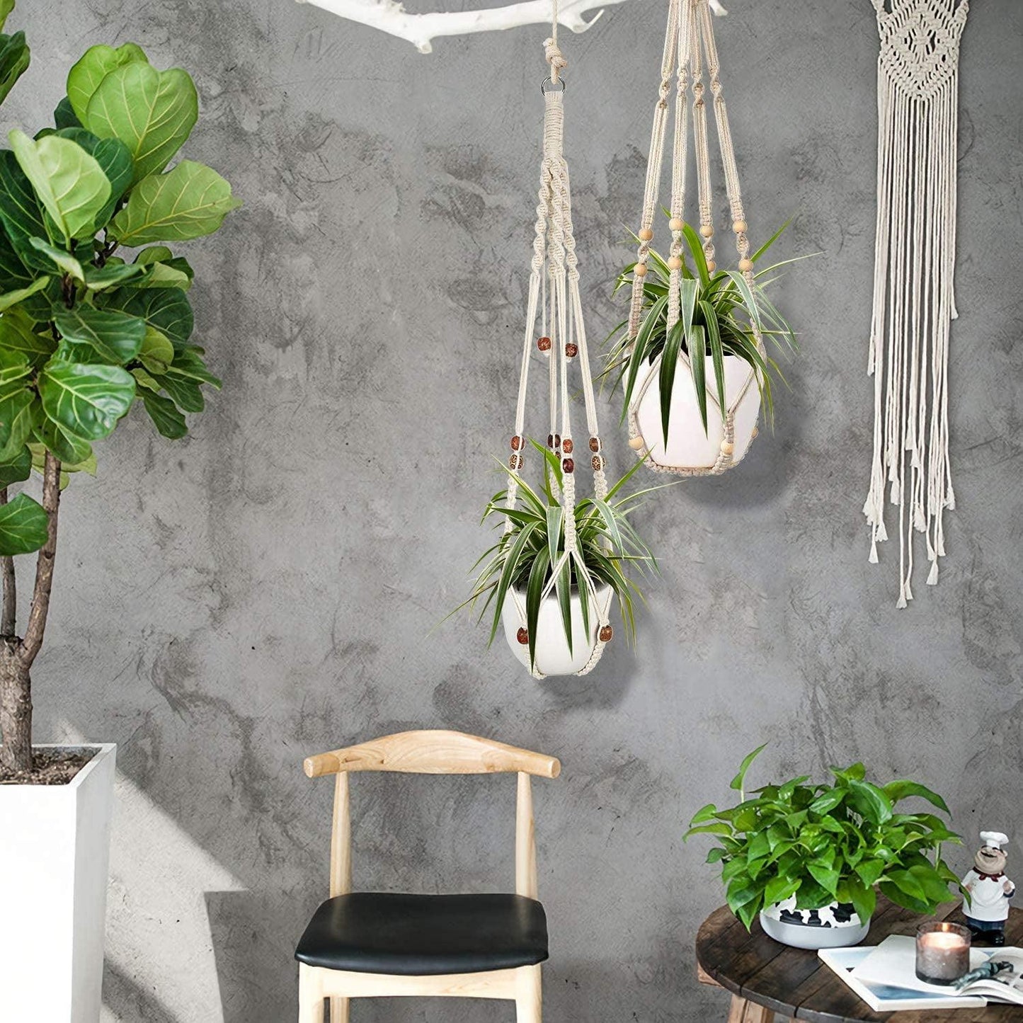 Macrame Plant Hanger, 2 Packs Plant Hangers, Hanging Planter for Indoor Plants Decorative Macrame Pot Hanger for Home Decor - Fly It Try It