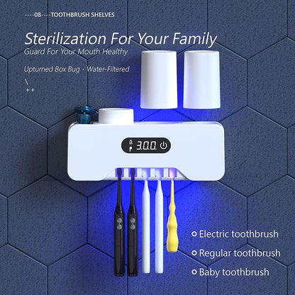 Toothbrush Holder Wall Mounted, 5 Toothbrush Holder, 3 Cups, Razor Holder, Organizer for Bathroom and Washroom - Fly It Try It