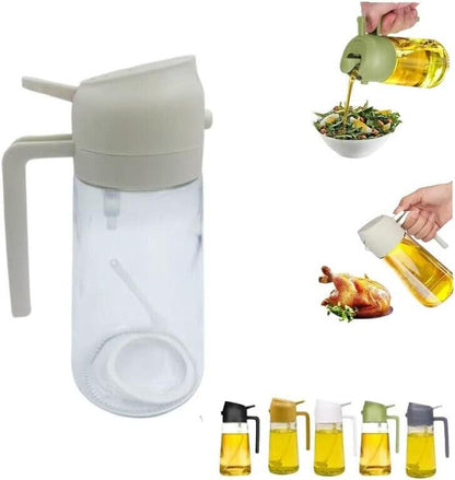 16Oz Olive Oil Dispenser Bottle 2 in 1 Sprayer Pourer Glass for Kitchen Cooking - Fly It Try It