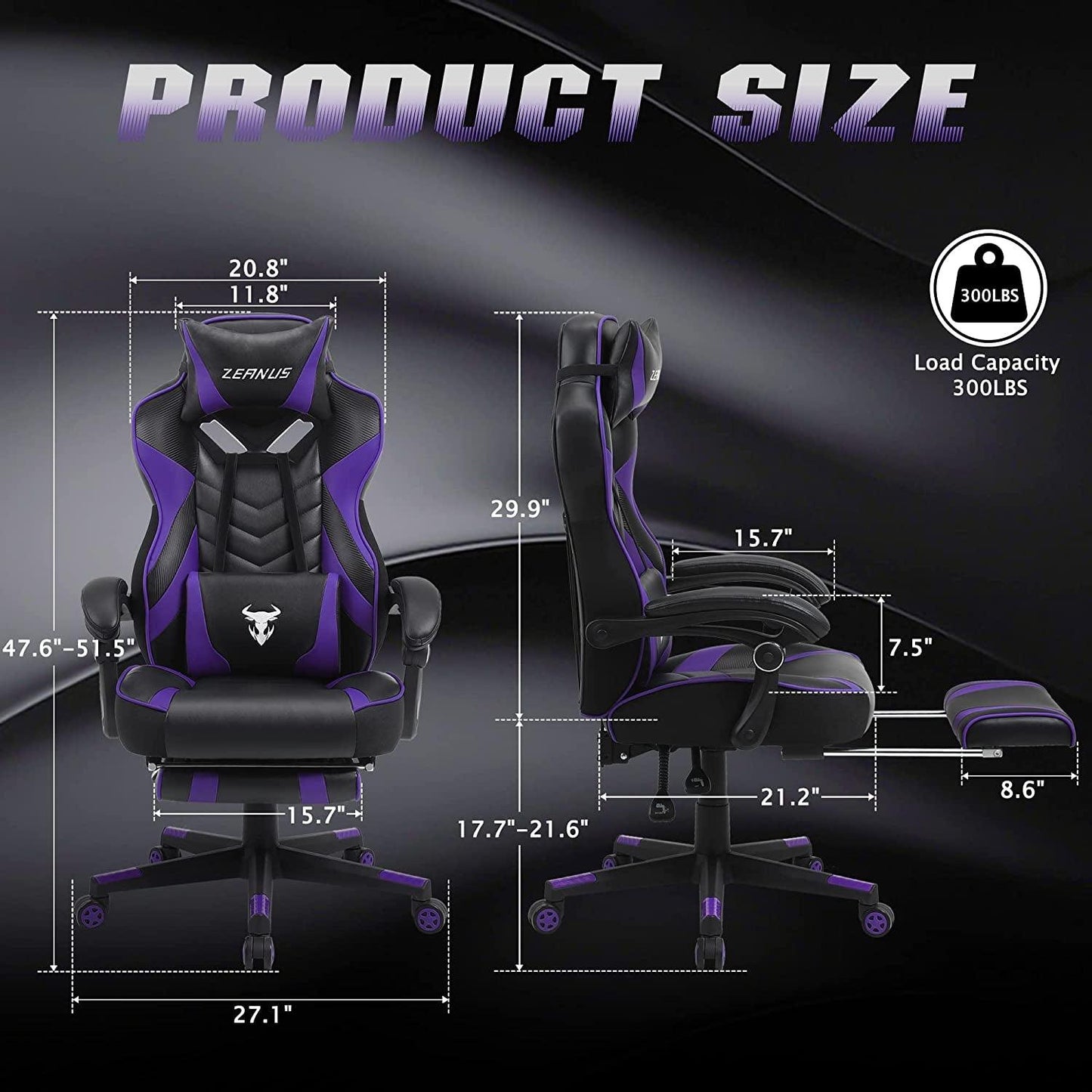 Purple Gaming Chair Reclining Computer Chair with Footrest High Back Gamer Chair with Massage Large Computer Gaming Chair Racing Style Chair for Gaming Big and Tall Gaming Chairs for Adult - Fly It Try It