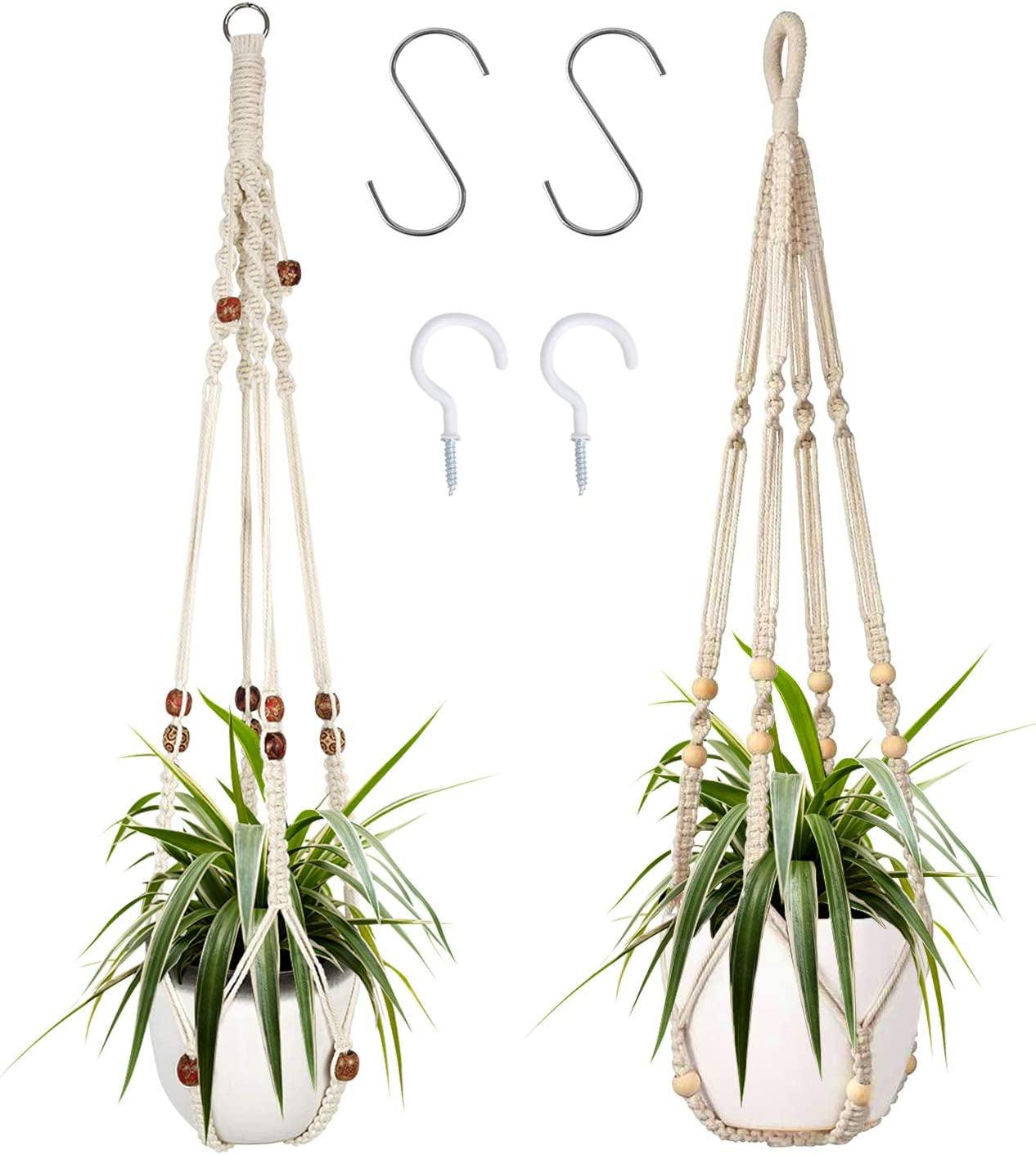 Macrame Plant Hanger, 2 Packs Plant Hangers, Hanging Planter for Indoor Plants Decorative Macrame Pot Hanger for Home Decor - Fly It Try It