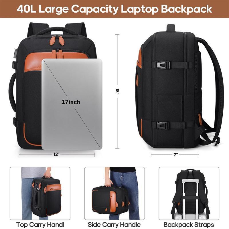 42L Travel Laptop Backpack with 4 Packing Cubes, Carry on Luggage, Flight Approved Backpack, Business anti Theft Weekender Bags for Women Men, Water Resistant Expandable Backpacks - Fly It Try It