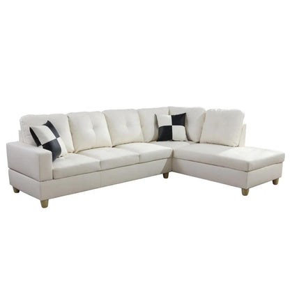 Convertible Sectional Sofa, L Shaped Couch for Small Space Living Room, White(Without Ottoman) - Fly It Try It