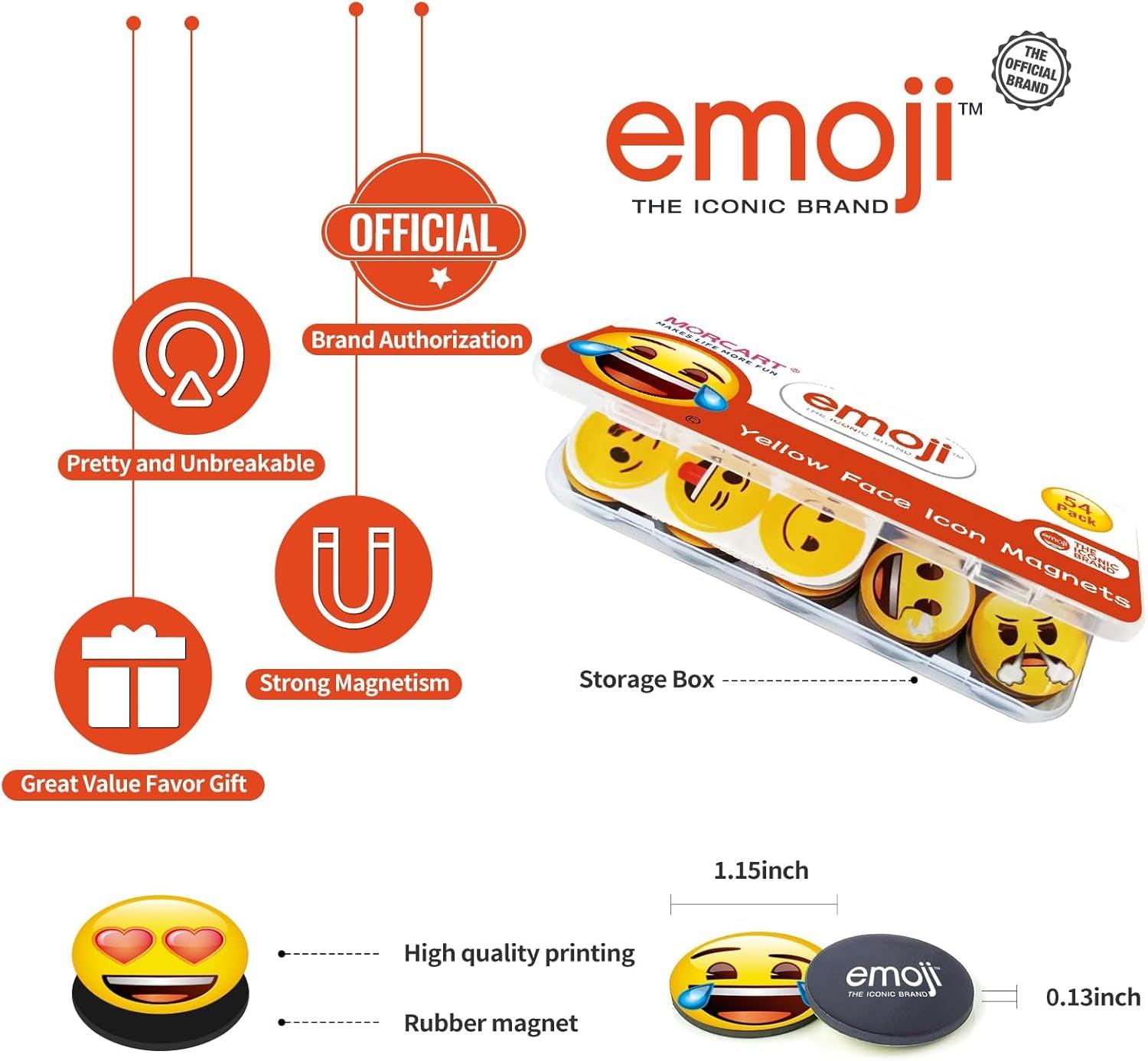 MORCART 54Pcs Emoji Refrigerator Magnets Fridge Magnets for Locker Whiteboard Decorative Magnets - Cute Funny Magnets for School Home Kitchen Office Gift for Teacher Family and Friend - Fly It Try It