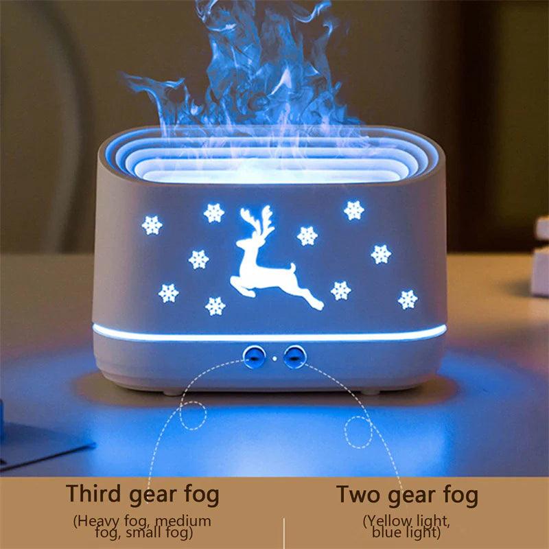 Elk Flame Humidifier Diffuser Mute Household Atmosphere Lamp Christmas Home Decorations - Fly It Try It