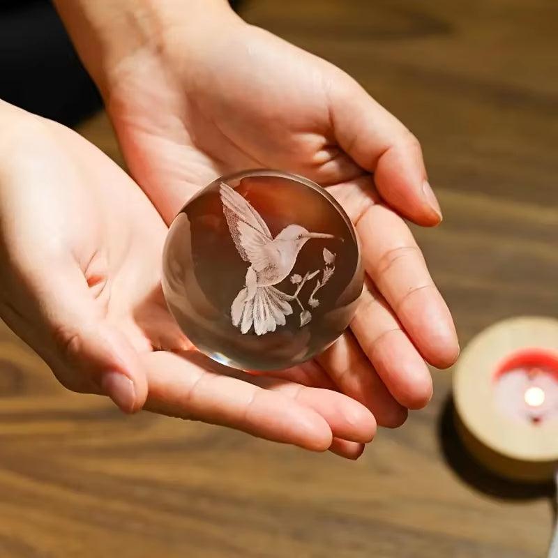 1 Pc 3D Hummingbird Crystal Ball, Creative Laser Engraving, Suitable for Home Bedroom Decoration, Birthday, Graduation Gifts - Fly It Try It