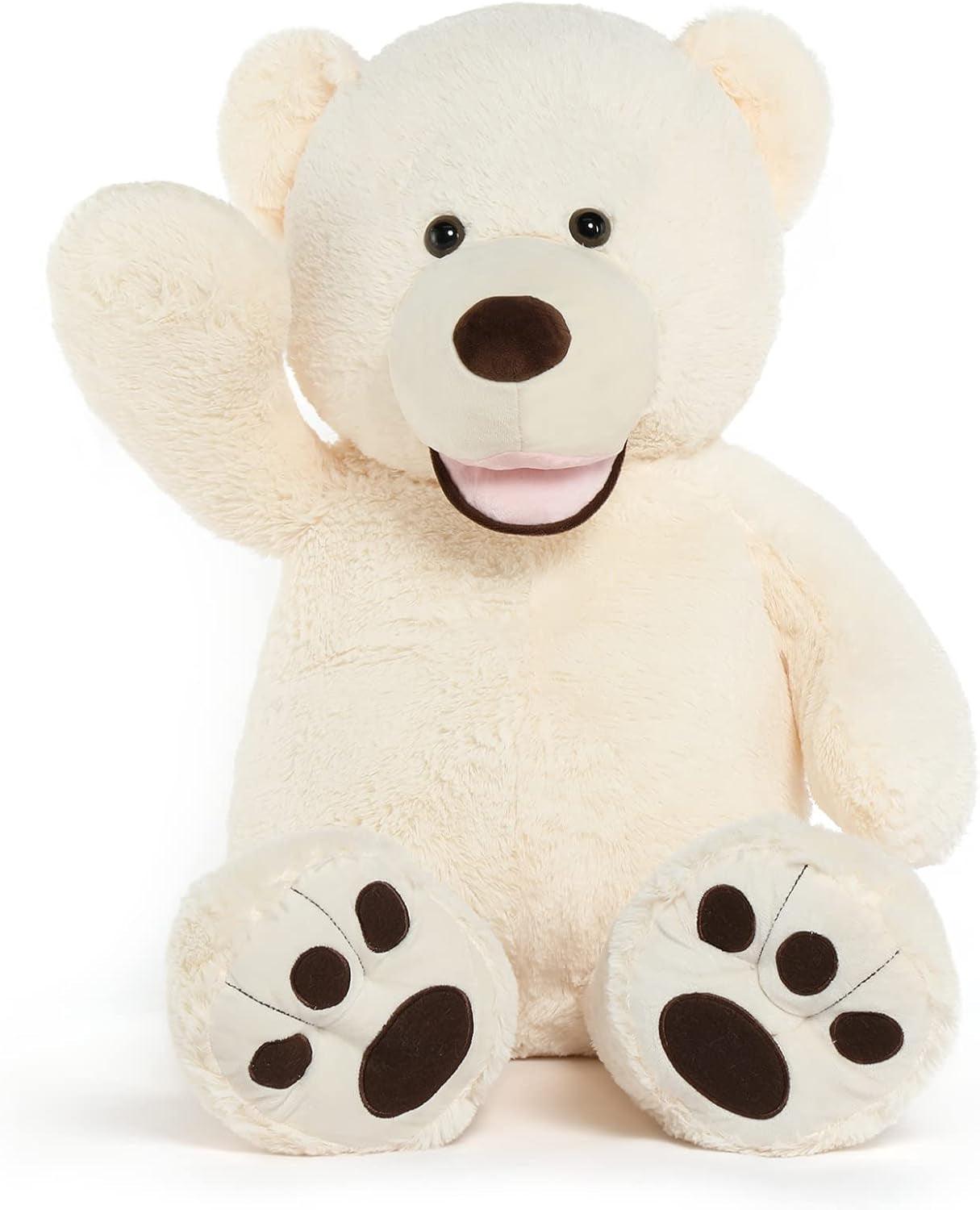 Giant Teddy Bear, 39“ Large Teddy Bears 3Ft Beige Plush, Big Stuffed Animals for Girlfriend Kids, 39Inch - Fly It Try It