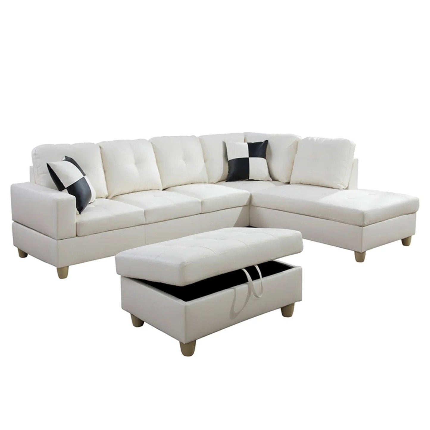 Convertible Sectional Sofa, L Shaped Couch for Small Space Living Room, White(Without Ottoman) - Fly It Try It