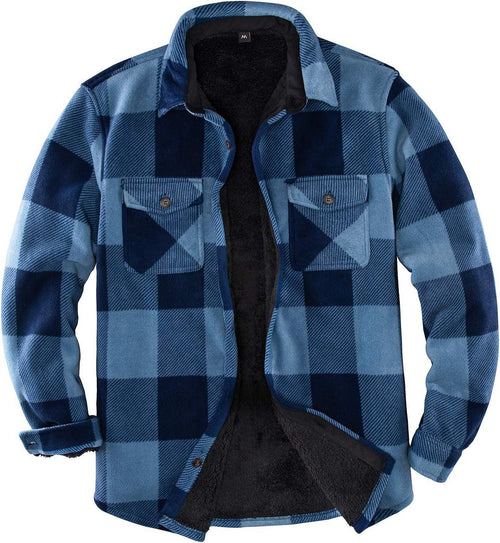 Men'S Warm Sherpa Lined Fleece Plaid Flannel Shirt Jacket(All Sherpa Fleece Lined) - Fly It Try It