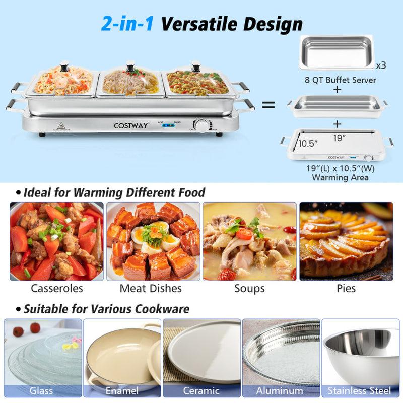 2 in 1 Electric Warming Tray with Temperature Control - Fly It Try It