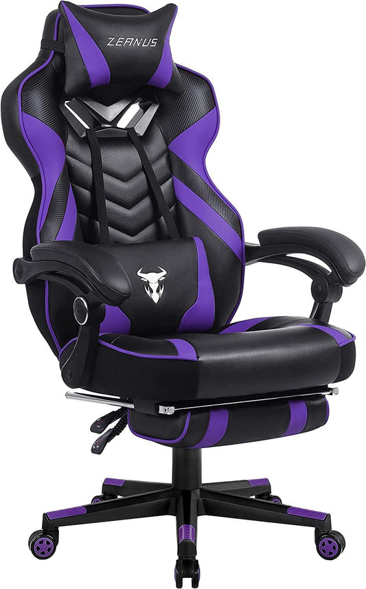 Purple Gaming Chair Reclining Computer Chair with Footrest High Back Gamer Chair with Massage Large Computer Gaming Chair Racing Style Chair for Gaming Big and Tall Gaming Chairs for Adult - Fly It Try It