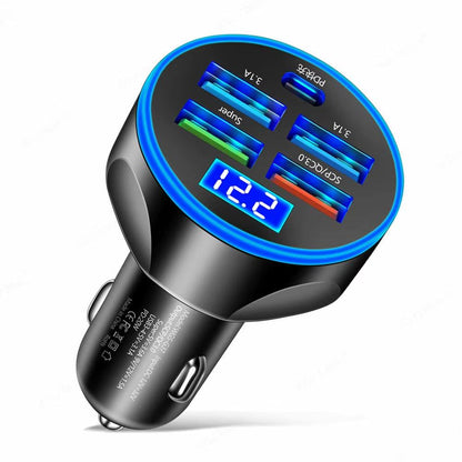 4Usb PD 250W Car Charger Type C Fast Charging Auto Mobile Phone Adapter for Iphone Samsung Huawei Xiaomi QC 3.0 - Fly It Try It