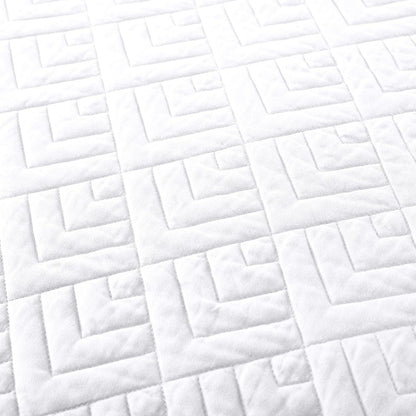 Quilt Set Full/Queen Size White 3 Piece,Lightweight Soft Coverlet Squares Pattern Bedspread Set for All Seasons(1 Quilt,2 Pillow Shams) - Fly It Try It