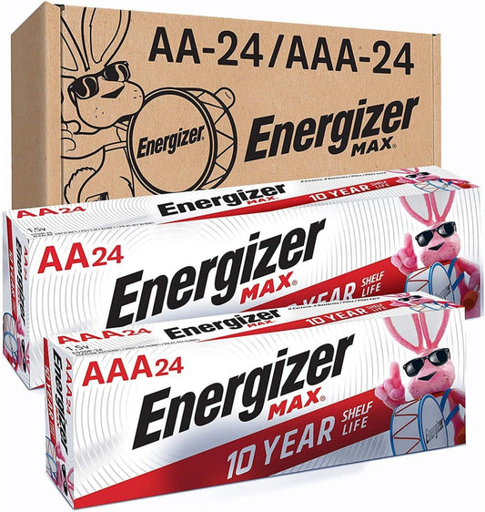 AA Batteries and AAA Batteries, 24 Max Double a Batteries and 24 Max Triple a Batteries Combo Pack, 48 Count - Fly It Try It