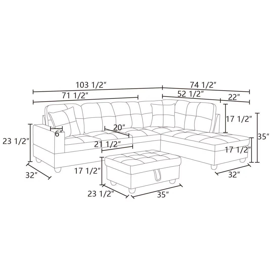 Convertible Sectional Sofa, L Shaped Couch for Small Space Living Room, White(Without Ottoman) - Fly It Try It