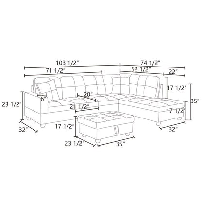 Convertible Sectional Sofa, L Shaped Couch for Small Space Living Room, White(Without Ottoman) - Fly It Try It