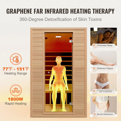 VEVOR Far Infrared Wooden Sauna, Room Home Sauna Spa for 2 Person 1800W - Fly It Try It